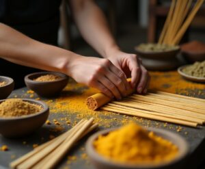 Herstellung von Weihrauch Räucherstäbchen