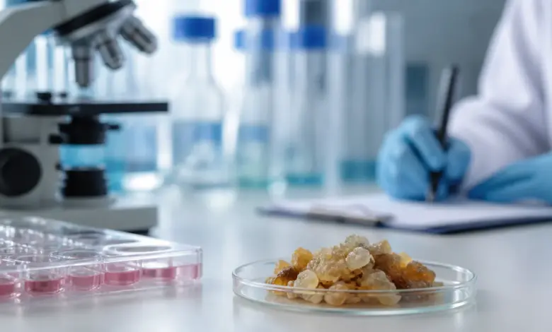 Boswellia-Harzprobe in einem wissenschaftlichen Labor [Bildinhalt mit KI erstellt]