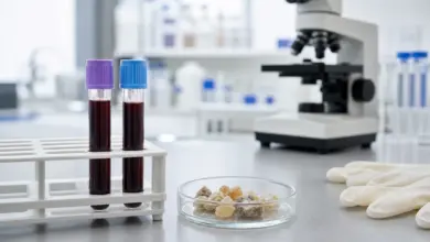 Blutproben und Boswellia-Harz in einem medizinischen Labor [Bildinhalt mit KI erstellt]